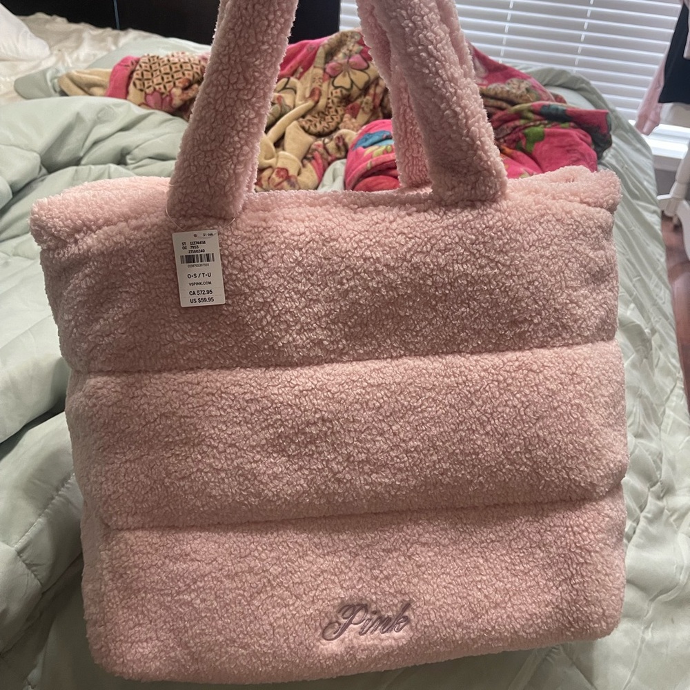 PINK Victoria's Secret Plush Pink Tote Faux Fur purse